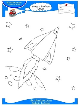 Çocuklar İçin Uzay-Gemisi Boyama Sayfaları 